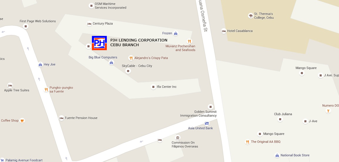 PJH LENDING CEBU MAP