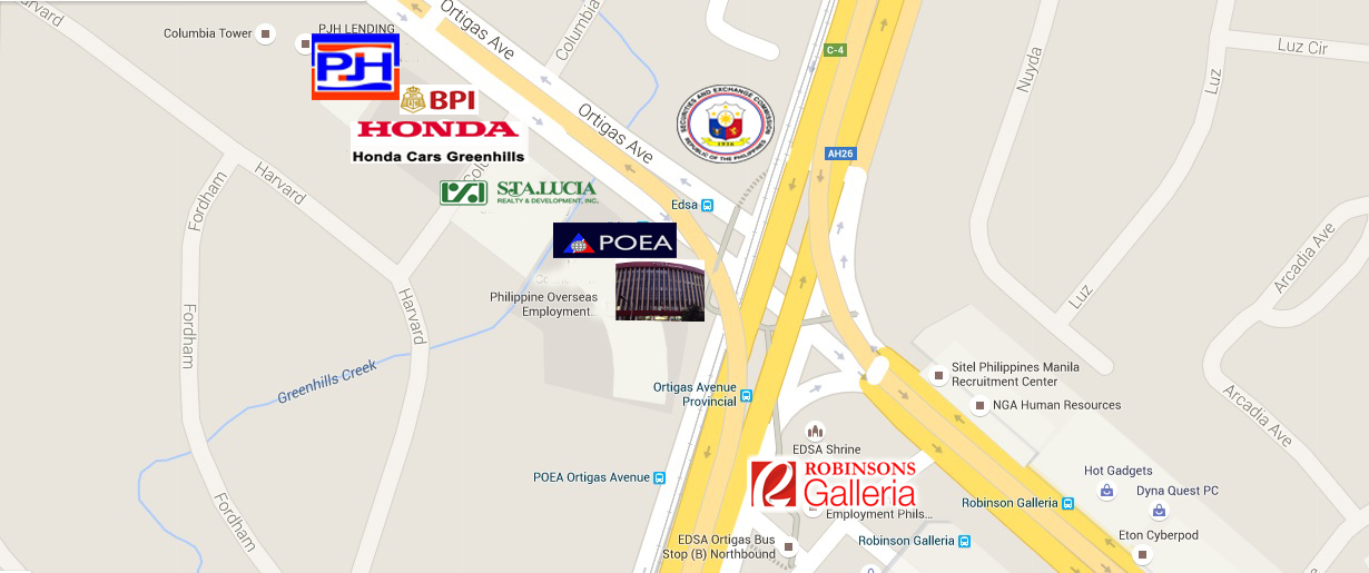 PJH LENDING ORTIGAS MAP